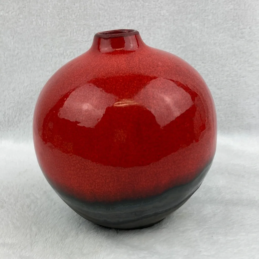 Crate & Barrel Small Red Reactive Vase 5.5”